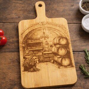 Custom Laser Engraved Bamboo Cutting Board - 15.5 X 7.6 Inch - Wine Decor Images